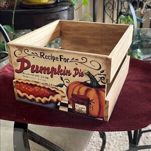 Wooden Pumpkin Pie Recipe Storage Box